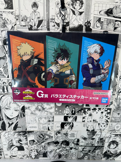 My hero academia - Bakugo, Midoriya and Todoroki sticker sheet G prize 8.25” X 11.75” Weaving power kuji