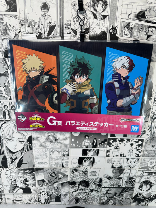 My hero academia - Bakugo, Midoriya and Todoroki sticker sheet G prize 8.25” X 11.75” Weaving power kuji