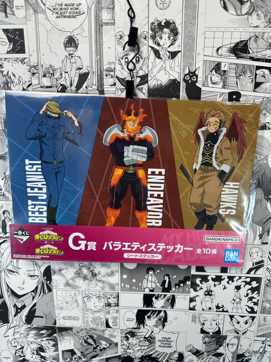My hero academia - Best Jeanist, Endeavor and Hawks sticker sheet G prize 8.25” X 11.75” Weaving power kuji