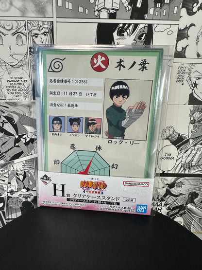 Naruto - Rock Lee assesment card clear case stand H prize Chunin exam kuji