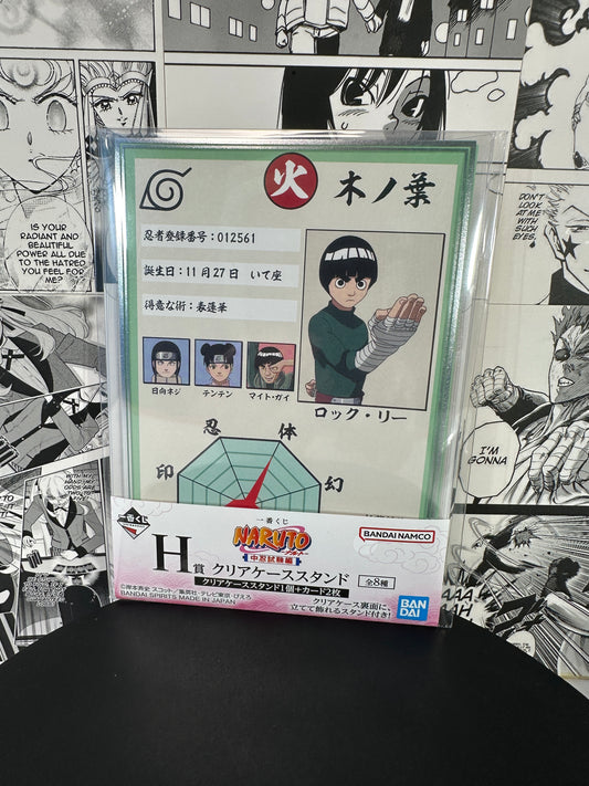 Naruto - Rock Lee assesment card clear case stand H prize Chunin exam kuji