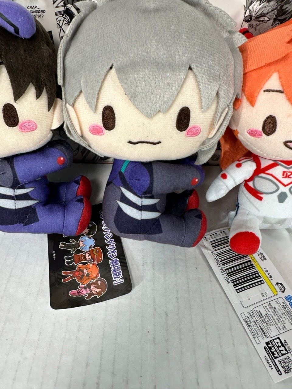 Evangelion - 4 plushie set Rei, Asuka, Shinji and Kaworu 6.5” tall