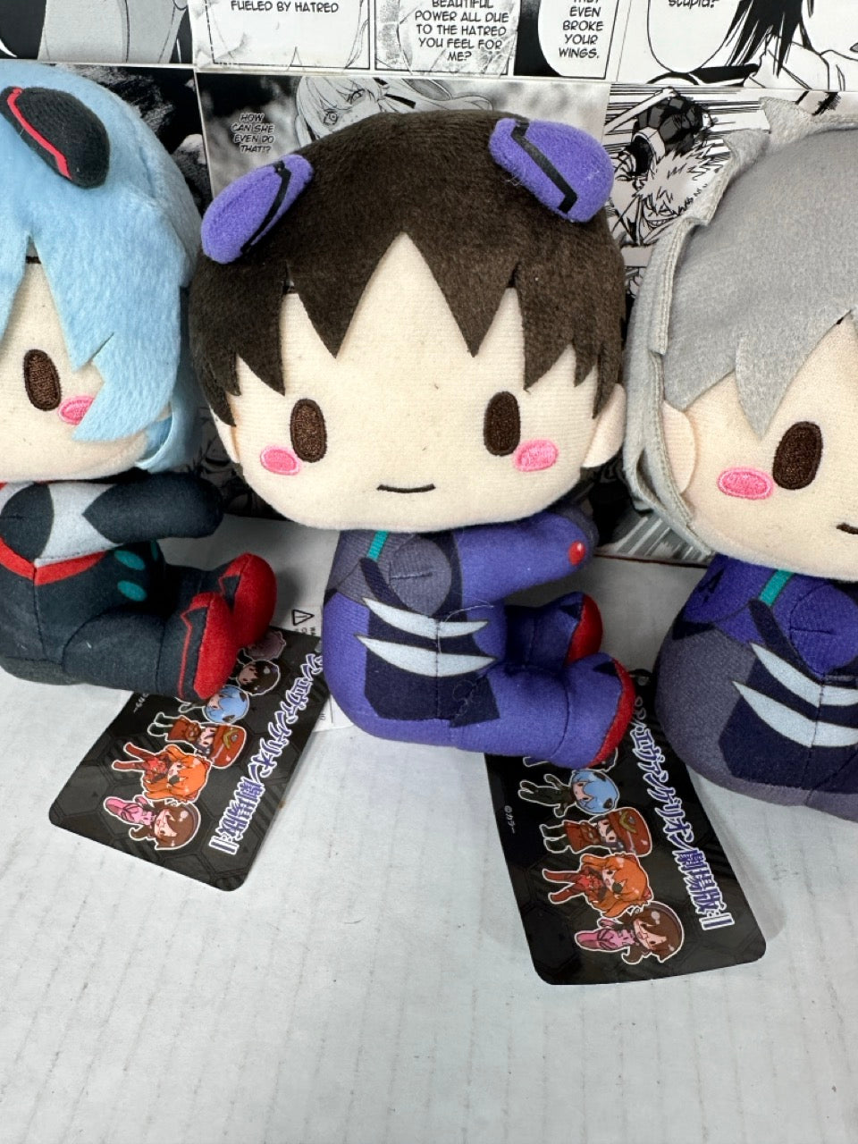 Evangelion - 4 plushie set Rei, Asuka, Shinji and Kaworu 6.5” tall