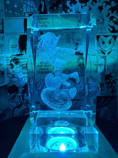 Yu-gi-oh! - Dark Magician Girl crystal 3D creations with multicolor LED wooden base