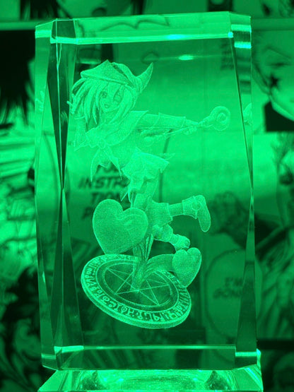 Yu-gi-oh! - Dark Magician Girl crystal 3D creations with multicolor LED wooden base