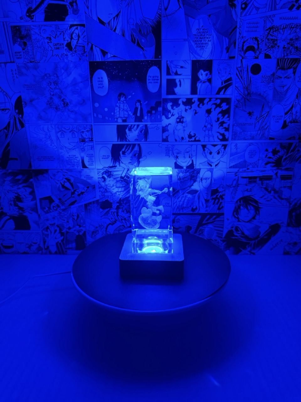 Yu-gi-oh! - Dark Magician Girl crystal 3D creations with multicolor LED wooden base