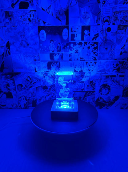 Yu-gi-oh! - Dark Magician Girl crystal 3D creations with multicolor LED wooden base
